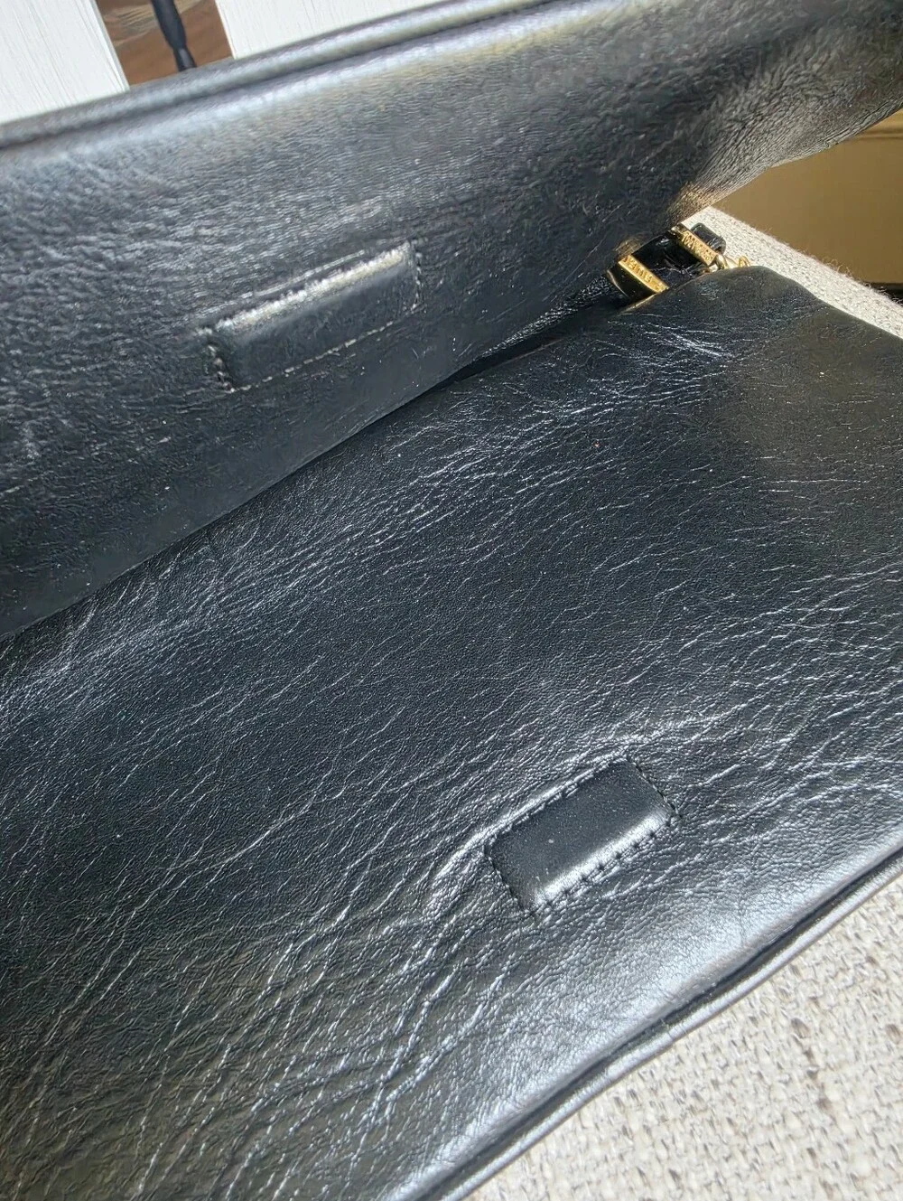 Tory Burch Black Leather Logo Chain Clutch